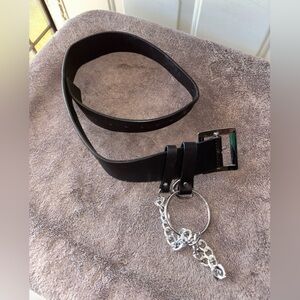 ASOS wide black faux leather belt with chain loop size S
